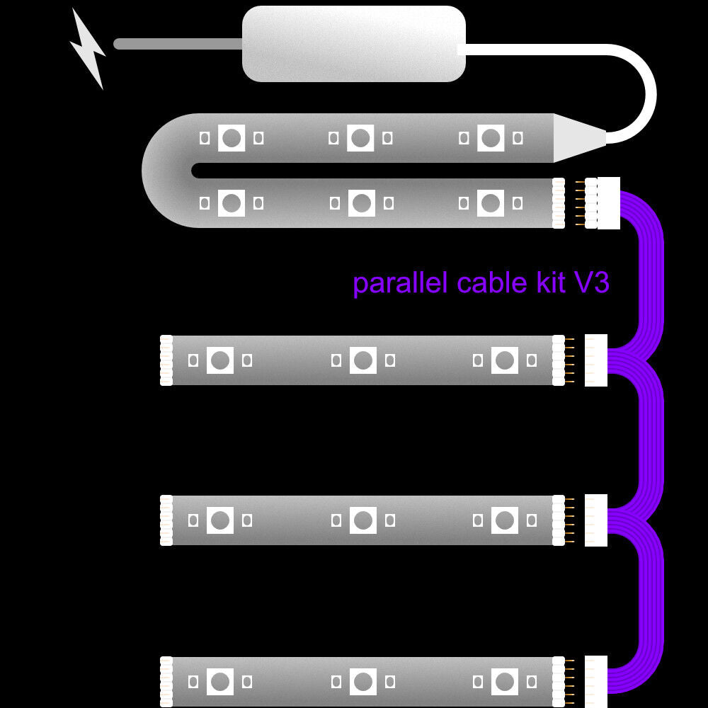 Plus V2 & V3 - Parallel Cable | WHITE Multi Point Splitter 3,4,5,6,7,8+ way | in Meters