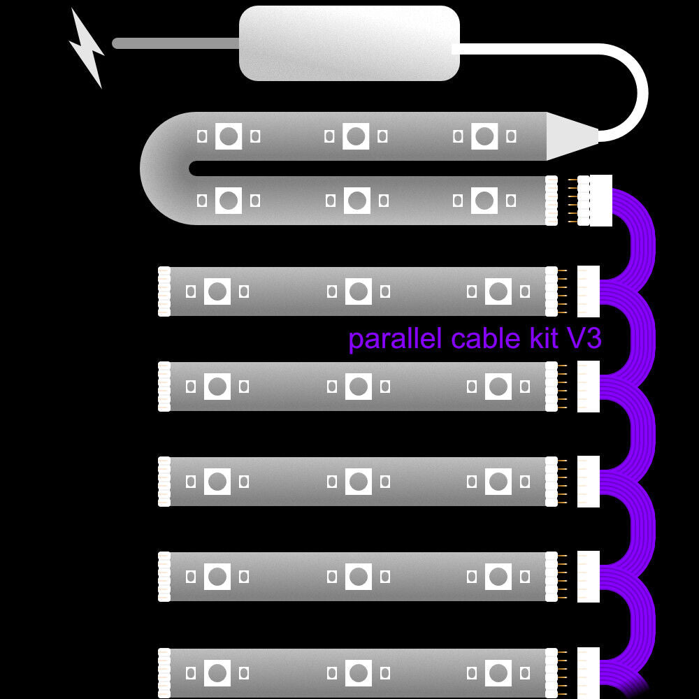 Plus V2 & V3 - Parallel Cable | WHITE Multi Point Splitter 3,4,5,6,7,8+ way | in Meters