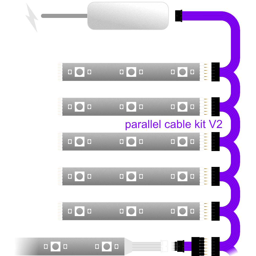 Plus V2 - BLACK Parallel Cable | Multi Point Splitter 3,4,5,6,7,8+ way | in Feet - 7 / upto 4feet / upto 3inch - LightStrips Anonymous